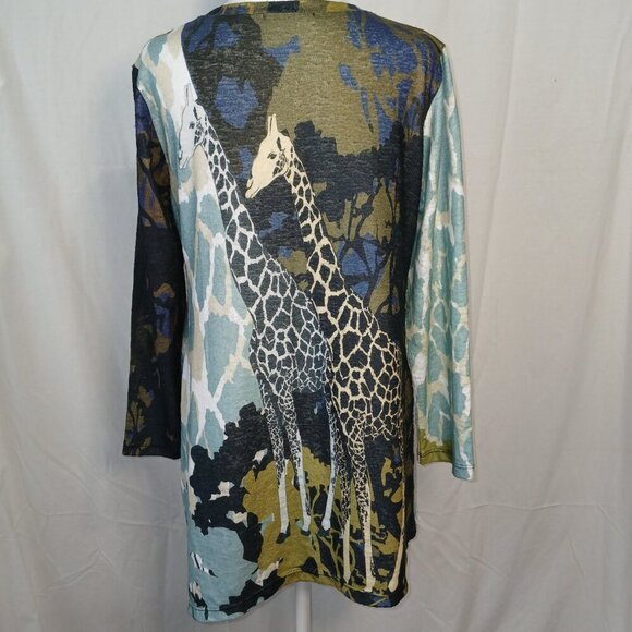 JESS AND JANE "KENYA" CHIFFON CONTRAST TUNIC, SIZE MEDIUM - Picture 3 of 10